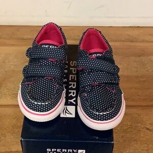 Girls Sperry Hallie H&L Navy Dot